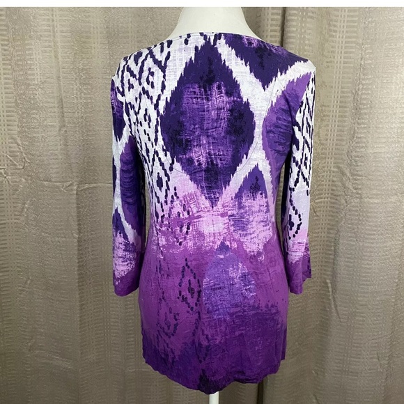 Chico's Sequin Bead Embellished Boho Tye Dye IKAt Tunic - Picture 2 of 10